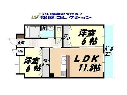 リード大手町(2LDK/4階)の間取り写真