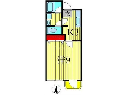 ヴィラ南柏II(1K/3階)の間取り写真