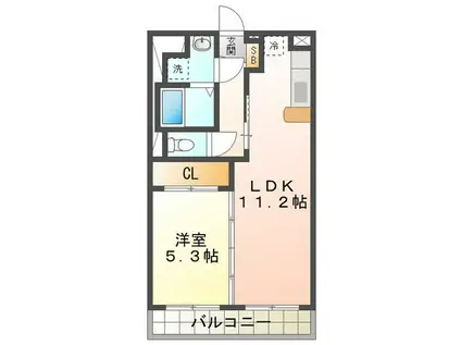 平田パークヒルズ グッドスリー(1LDK/3階)の間取り写真