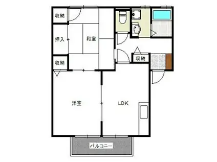 日恵ハイツA-1棟(2LDK/2階)の間取り写真