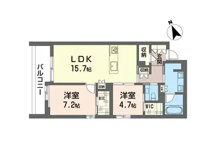 シャーメゾンステージ柿の木坂(2LDK/3階)の間取り写真