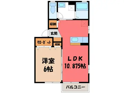 ウィステリア石倉(1LDK/2階)の間取り写真