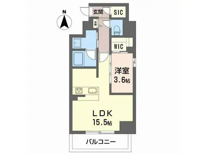 アミコート 瓦屋町(1LDK/8階)の間取り写真
