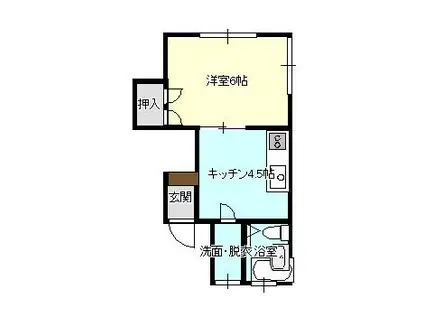 FEEL FINE篠田(1K/2階)の間取り写真