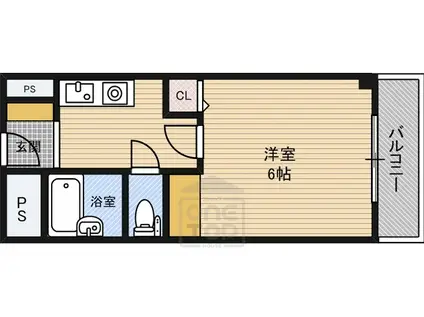 ハッピーハイツ(1K/6階)の間取り写真