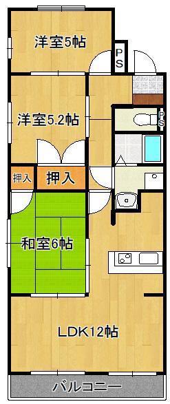 プレアール力丸II(3LDK/2階)の間取り写真