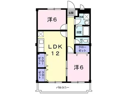 エクセルハイツ川口(2LDK/2階)の間取り写真