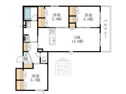 GRAND MASTER 武庫之荘(3LDK/3階)の間取り写真