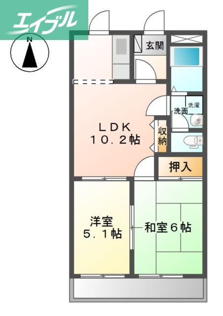 ファインヴィーブル参番館(2LDK/3階)の間取り写真