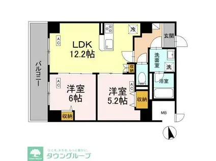 カスタリア西船橋II(2LDK/2階)の間取り写真