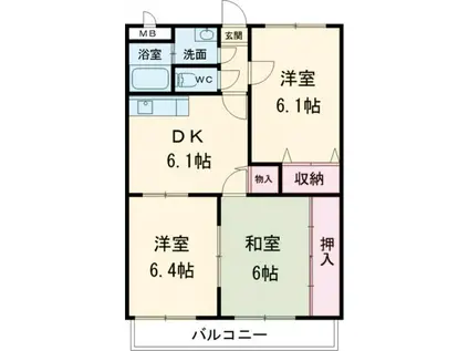 SKY新庄II(3DK/3階)の間取り写真