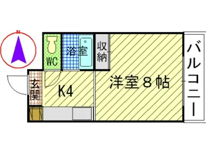 パティシェール吉川II(1K/1階)の間取り写真