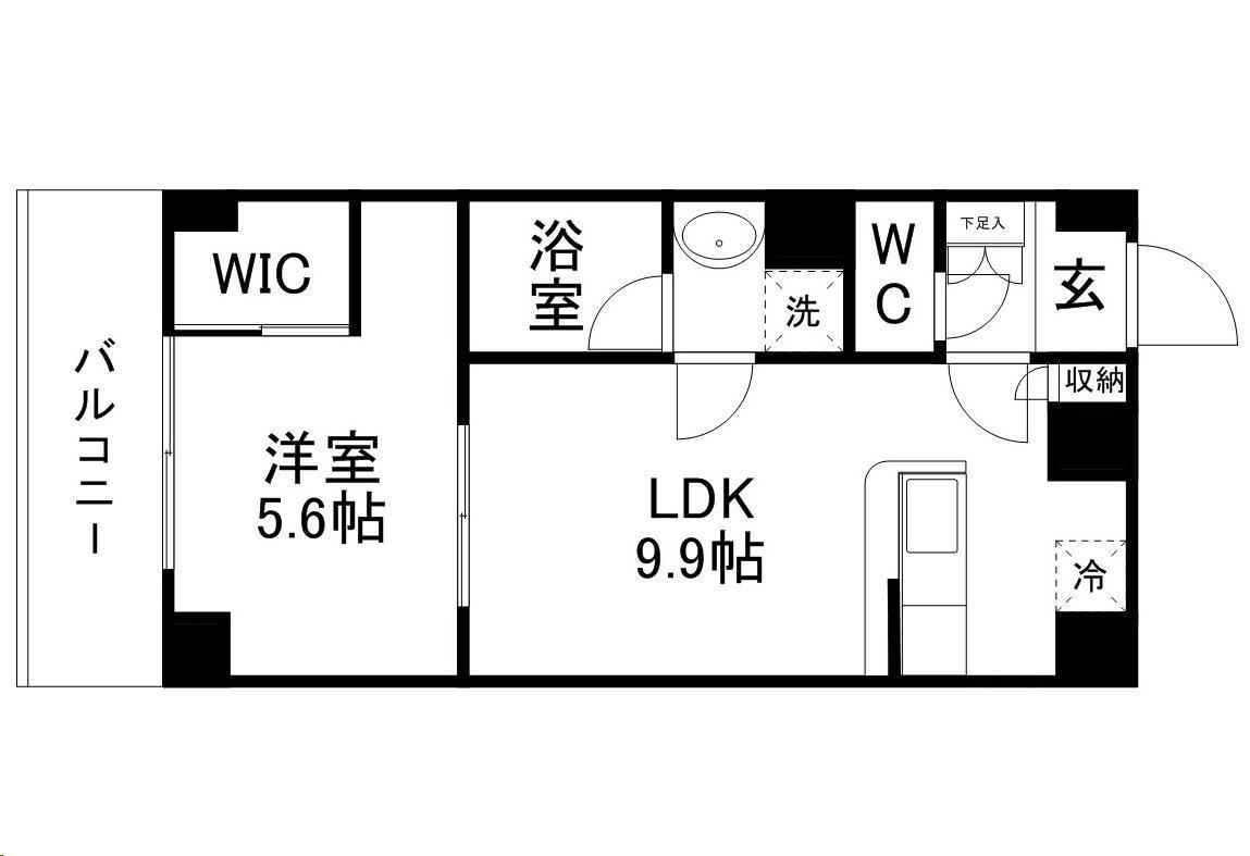 ティンクホーム(1LDK/4階)の間取り写真