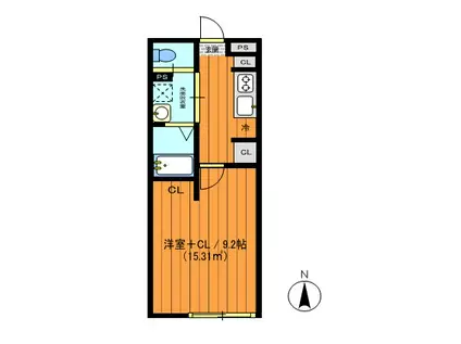 リアンテラス(1K/1階)の間取り写真