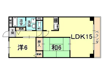 グランペール(2LDK/3階)の間取り写真