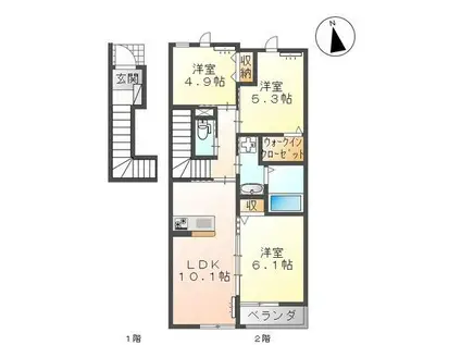 メープルII(3LDK/2階)の間取り写真