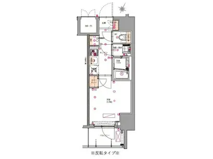ハーモニーレジデンス川崎♯002(1K/4階)の間取り写真