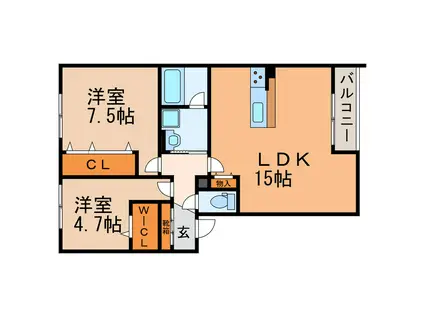 レリーサ知多II(2LDK/1階)の間取り写真