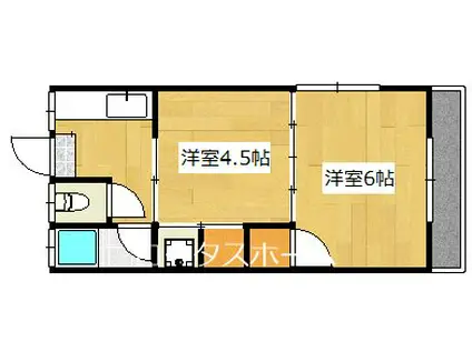 新富ハイツ B棟(2K/2階)の間取り写真