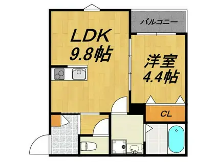 LECOCON半田(1LDK/1階)の間取り写真