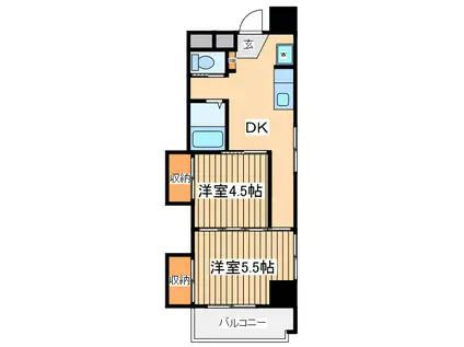 ディーエイチ桜木町ビル(2DK/9階)の間取り写真