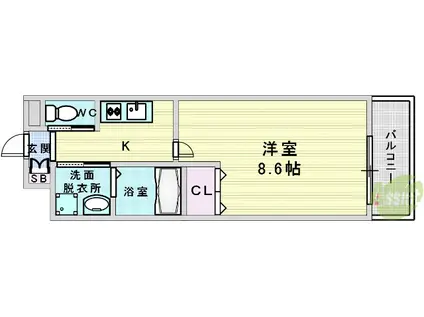 スプランディッド新大阪3(1K/11階)の間取り写真