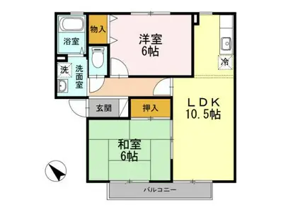 ガーデンヒルズA棟(2LDK/2階)の間取り写真