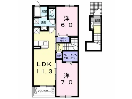 グランフェリーチェ V(2LDK/2階)の間取り写真