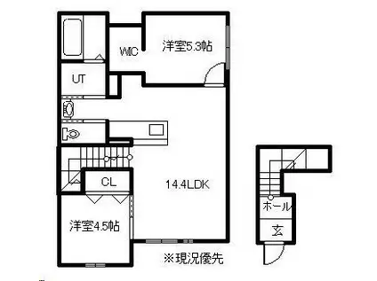 南8条通25丁目AP(2LDK/2階)の間取り写真