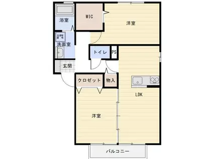 グリーンコート A(2LDK/2階)の間取り写真