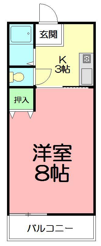 アマノカネタ(1K/2階)の間取り写真
