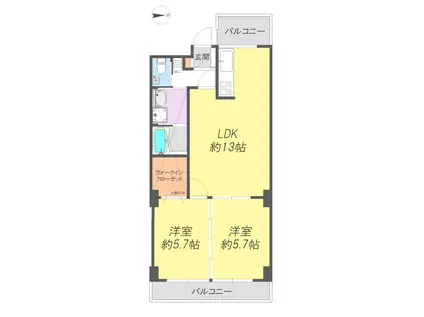 クレールメゾンIV(2LDK/3階)の間取り写真