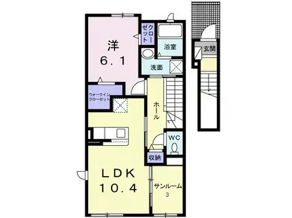 リベルタ(1LDK/2階)の間取り写真