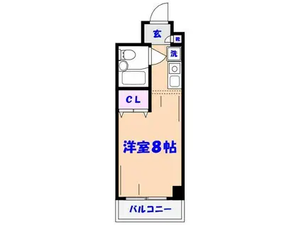 カーサセレーネ1号館(ワンルーム/2階)の間取り写真