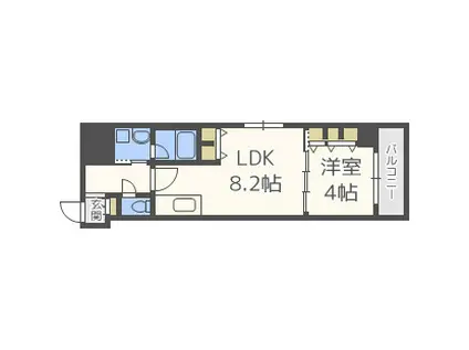 南堀江プライマリーワン(1LDK/6階)の間取り写真
