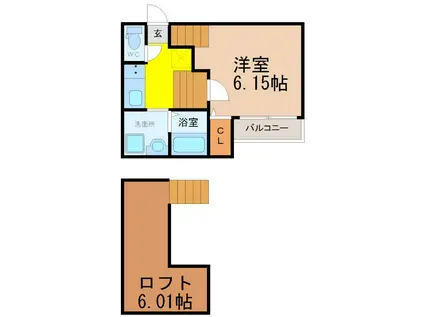 CLUB高畑レジデンス(1SK/1階)の間取り写真