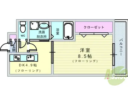 アンプルール クラージュコリーヌシャンI(1DK/1階)の間取り写真