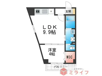 アルカンシエルコート緑橋(1LDK/1階)の間取り写真