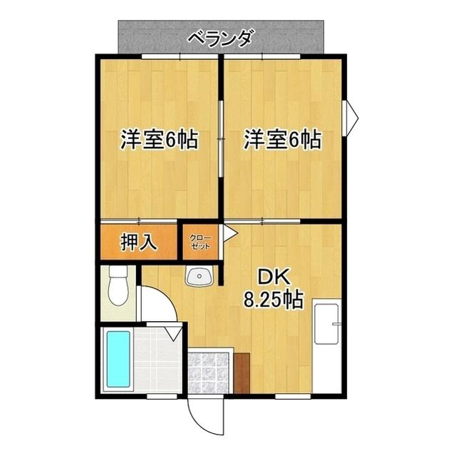 パークハイツ東(2DK/1階)の間取り写真