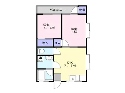 セントラルハイツ小手指(2DK/2階)の間取り写真