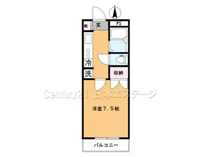 エンジェルス守屋(1K/4階)の間取り写真