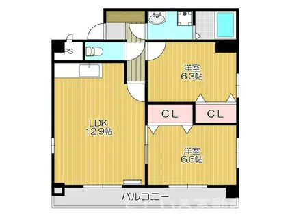 コーポかねきよ(2LDK/2階)の間取り写真