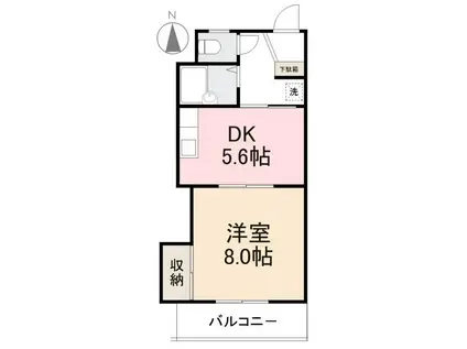 グリーンヒル第一(1DK/4階)の間取り写真