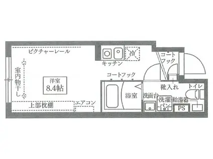 COCOCUBE江古田サウス(1K/4階)の間取り写真