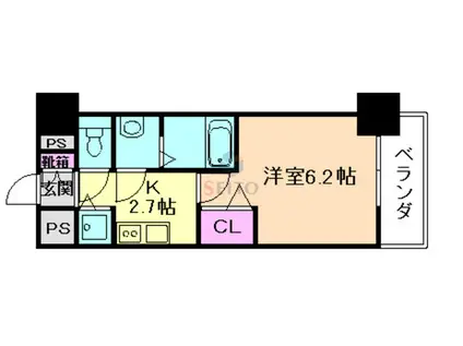 プレサンス扇町駅前(1K/12階)の間取り写真
