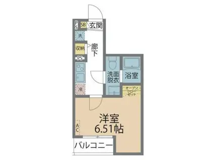 カインドネス本厚木ガーデンI(1K/2階)の間取り写真