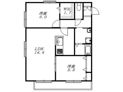 パナシェ諏訪森(2LDK/2階)の間取り写真