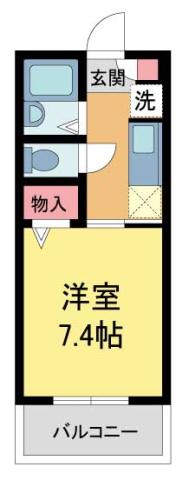 売布Kハイツ(1K/2階)の間取り写真
