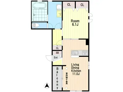 ポラリス(1LDK/2階)の間取り写真
