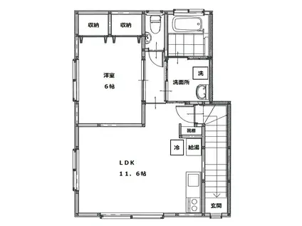 カーサR(1LDK/2階)の間取り写真